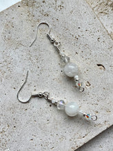 Load image into Gallery viewer, Moonstone & Swarovski Crystal Beaded Earrings