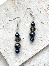 Load image into Gallery viewer, Hematite &amp; Black Tourmaline Crystal Beaded Earrings
