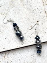 Load image into Gallery viewer, Hematite &amp; Black Tourmaline Crystal Beaded Earrings
