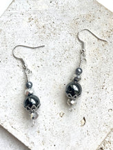 Load image into Gallery viewer, Hematite & Czech Crystal Crystal Beaded Earrings
