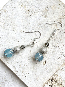 Aquamarine Crystal Beaded Earrings