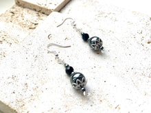 Load image into Gallery viewer, Hematite & Black Tourmaline Crystal Beaded Earrings