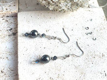 Load image into Gallery viewer, Swarovski &amp; Hematite Crystal Beaded Earrings