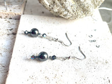 Load image into Gallery viewer, Swarovski & Hematite Crystal Beaded Earrings