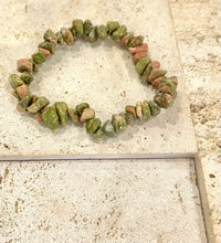 Load image into Gallery viewer, Unakite Polished Crystal Stone Bracelet Gift Wrapped Inc Benefits Tag