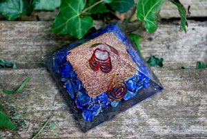 Large Lapis Lazuli Crystal Stone Orgone Reiki Pyramid Gift Wrapped