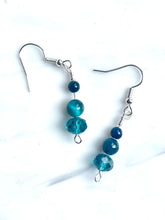 Load image into Gallery viewer, Blue Tigers Eye Polished Natural Beads With Czech Crystals Handmade Nickle Free Earring Set