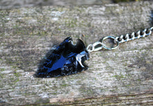 Load image into Gallery viewer, Black Obsidian Raw Natural Crystal Stone Arrowhead Keyring