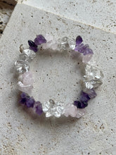 Load image into Gallery viewer, Rose Quartz, Amethyst & Clear Quartz (RAC) Crystal Chip Bracelet