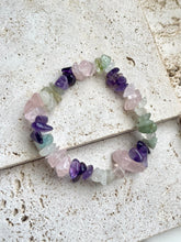 Load image into Gallery viewer, Amethyst Rose Quartz & Green Jade Natural Crystal Stone Bracelet |Reiju
