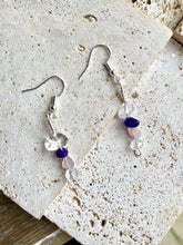 Load image into Gallery viewer, Rose Quartz, Amethyst &amp; Clear Quartz (RAC) Crystal Earrings