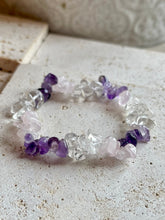 Load image into Gallery viewer, Rose Quartz, Amethyst & Clear Quartz (RAC) Crystal Chip Bracelet