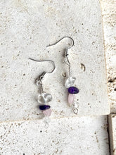 Load image into Gallery viewer, Rose Quartz, Amethyst & Clear Quartz (RAC) Crystal Earrings