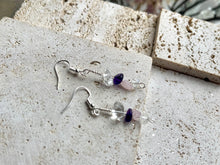 Load image into Gallery viewer, Rose Quartz, Amethyst &amp; Clear Quartz (RAC) Crystal Earrings