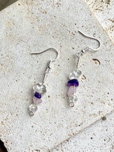 Load image into Gallery viewer, Rose Quartz, Amethyst & Clear Quartz (RAC) Crystal Earrings