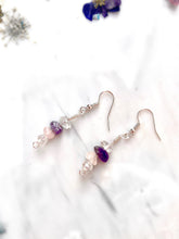 Load image into Gallery viewer, Rose Quartz, Amethyst &amp; Clear Quartz (RAC) Crystal Earrings