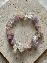 Load image into Gallery viewer, Rose Quartz, Amethyst & Clear Quartz (RAC) Crystal Chip Bracelet