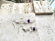 Load image into Gallery viewer, Rose Quartz, Amethyst &amp; Clear Quartz (RAC) Crystal Earrings