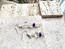 Load image into Gallery viewer, Rose Quartz, Amethyst & Clear Quartz (RAC) Crystal Earrings