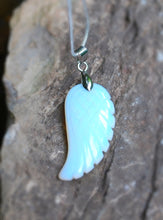 Load image into Gallery viewer, Opalite Crystal Carved Angel Wing Pendant & 18" Chain |Reiju