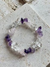 Load image into Gallery viewer, Rose Quartz, Amethyst & Clear Quartz (RAC) Crystal Chip Bracelet