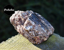Load image into Gallery viewer, Black Tourmaline & Mica Crystal Raw Chunk Stone Piece Gift Wrapped With Benefits Tag (Smaller)
