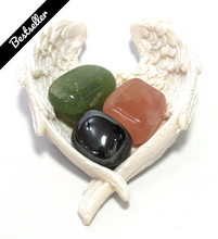 Load image into Gallery viewer, Anxiety Tumble Stone Crystal Set, Grief Gifts For Women, Angel Wing Dish, Unique Sympathy Gift, Holistic Wellness, Grieving Parent, Inner Peace