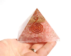 Large Natural Rose Quartz Crystal Stones Orgone Pyramid Inc Clear Quartz Centre Point