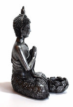 Load image into Gallery viewer, Large Silver Resin Thai Buddha With Candle Holder Colour Gift Present 20.5cm approx - Krystal Gifts UK