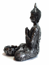Load image into Gallery viewer, Large Silver Resin Thai Buddha With Candle Holder Colour Gift Present 20.5cm approx - Krystal Gifts UK