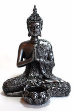 Load image into Gallery viewer, Large Silver Resin Thai Buddha With Candle Holder Colour Gift Present 20.5cm approx - Krystal Gifts UK