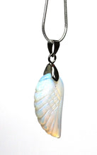 Load image into Gallery viewer, Opalite Crystal Carved Angel Wing Pendant & 18" Chain |Reiju