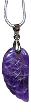 Load image into Gallery viewer, Amethyst Natural Crystal Angel Wings Pendant Necklace & Silver Chain |Reiju