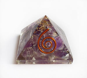 Amethyst Crystal Chip Stone Small Orgone Orgonite Pyramid - Reiju