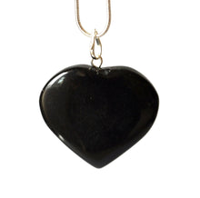 Load image into Gallery viewer, Black Obsidian Natural Polished Crystal Heart Pendant & 18”Chain Necklace |Reiju