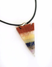 Load image into Gallery viewer, Seven Crystals Chakra Arrowhead Pendant Engraved with Reiki Symbol - Krystal Gifts UK