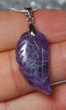 Load image into Gallery viewer, Amethyst Natural Crystal Angel Wings Pendant Necklace & Silver Chain |Reiju