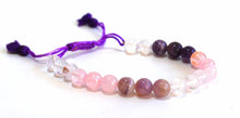 Load image into Gallery viewer, Rose Quartz Amethyst Clear Quartz Crystal Tie Bracelet