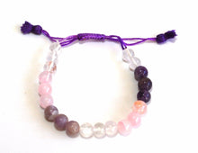 Load image into Gallery viewer, Rose Quartz Amethyst Clear Quartz Crystal Tie Bracelet