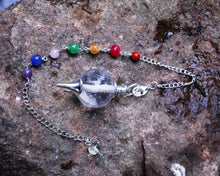 Load image into Gallery viewer, Clear Quartz Natural Polished Sphere Dowsing Chakra Pendulum