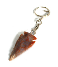 Load image into Gallery viewer, Agate Crystal Stone Carved Arrowhead Key ring