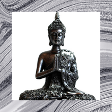 Load image into Gallery viewer, Large Silver Resin Thai Buddha With Candle Holder Colour Gift Present 20.5cm approx
