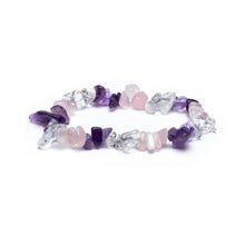 Load image into Gallery viewer, Rose Quartz, Amethyst & Clear Quartz (RAC) Crystal Chip Bracelet
