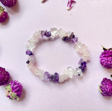 Load image into Gallery viewer, Rose Quartz, Amethyst & Clear Quartz (RAC) Crystal Chip Bracelet