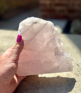 New! Raw Rose Quartz Large Slice - Natural & Unique