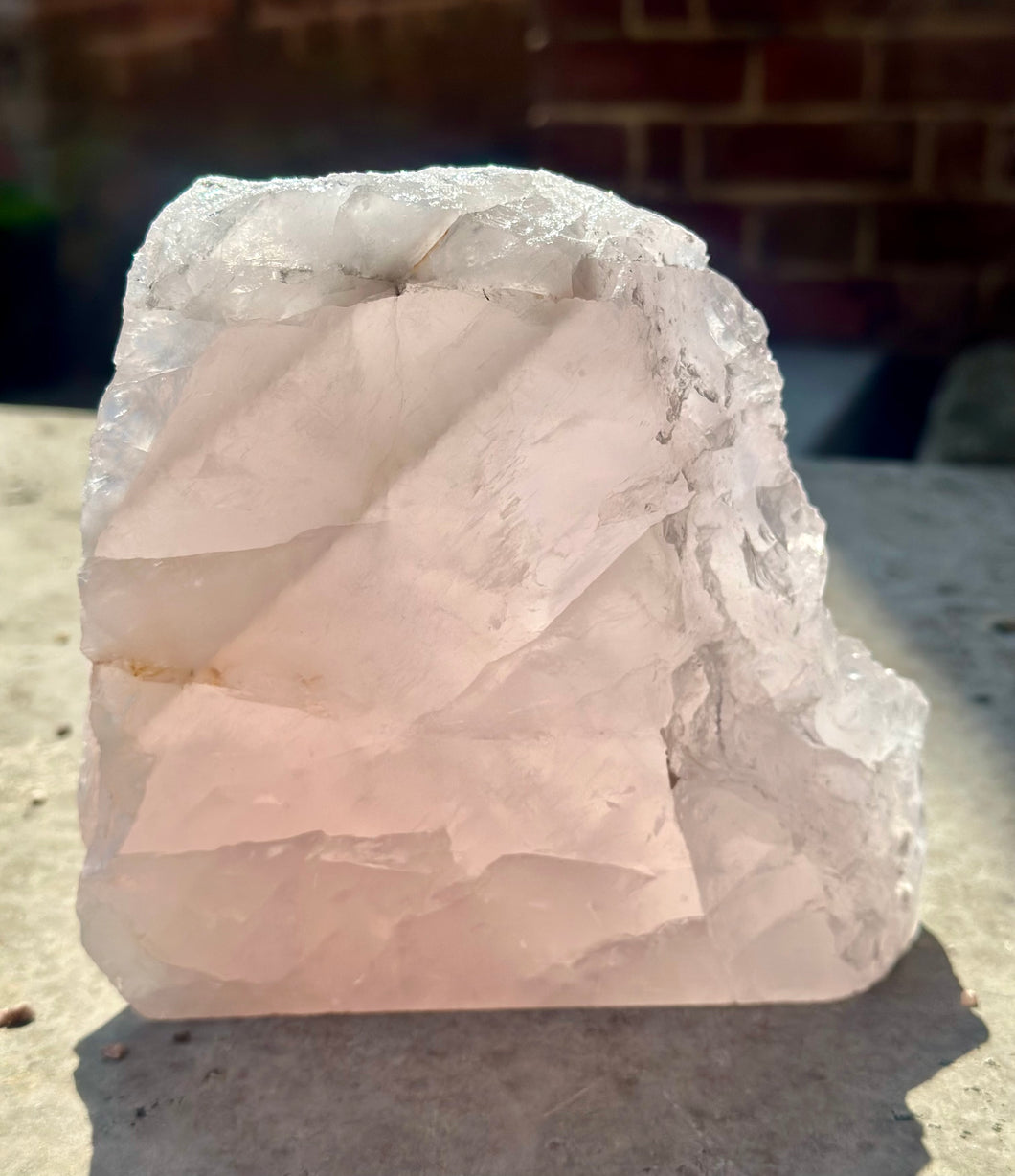 New! Raw Rose Quartz Large Slice - Natural & Unique