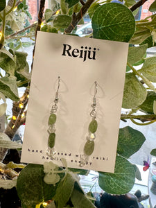 Peridot and Diamante Crystal Handmade Earrings Nickel Free