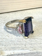 Load image into Gallery viewer, Unique Amethyst Gemstone Sterling Silver Ring (Size M)