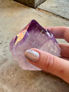 New! 💜 Amethyst Aura Polished Raw Point - Natural & Unique