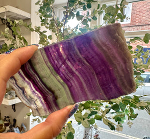 Rainbow Fluorite Raw Polished Slice - Unique Piece